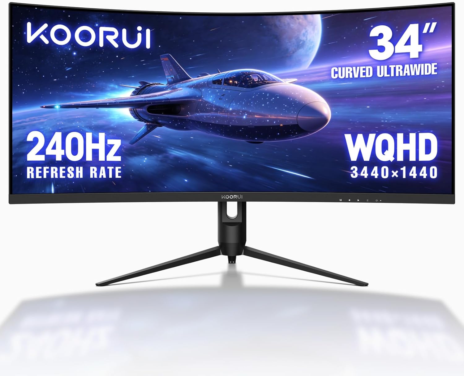 KOORUI 34" Ultrawide Curved Gaming Monitor, 240Hz, WQHD 3440×1440, 1500R Immersive Display, Adaptive Sync, 1ms, DIC-P3 98%, HDR400, HDMI 2.1/DP 1.4, VESA, for PC Gaming, Work & Play