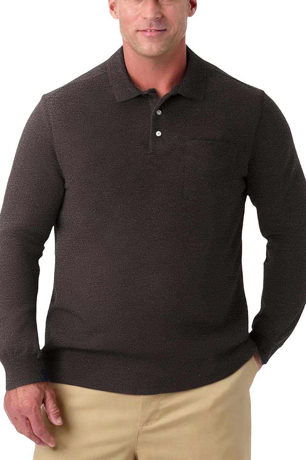 KingSize Men's Big & Tall Longer-Length Long Sleeve Shrink-Less Cotton Polo