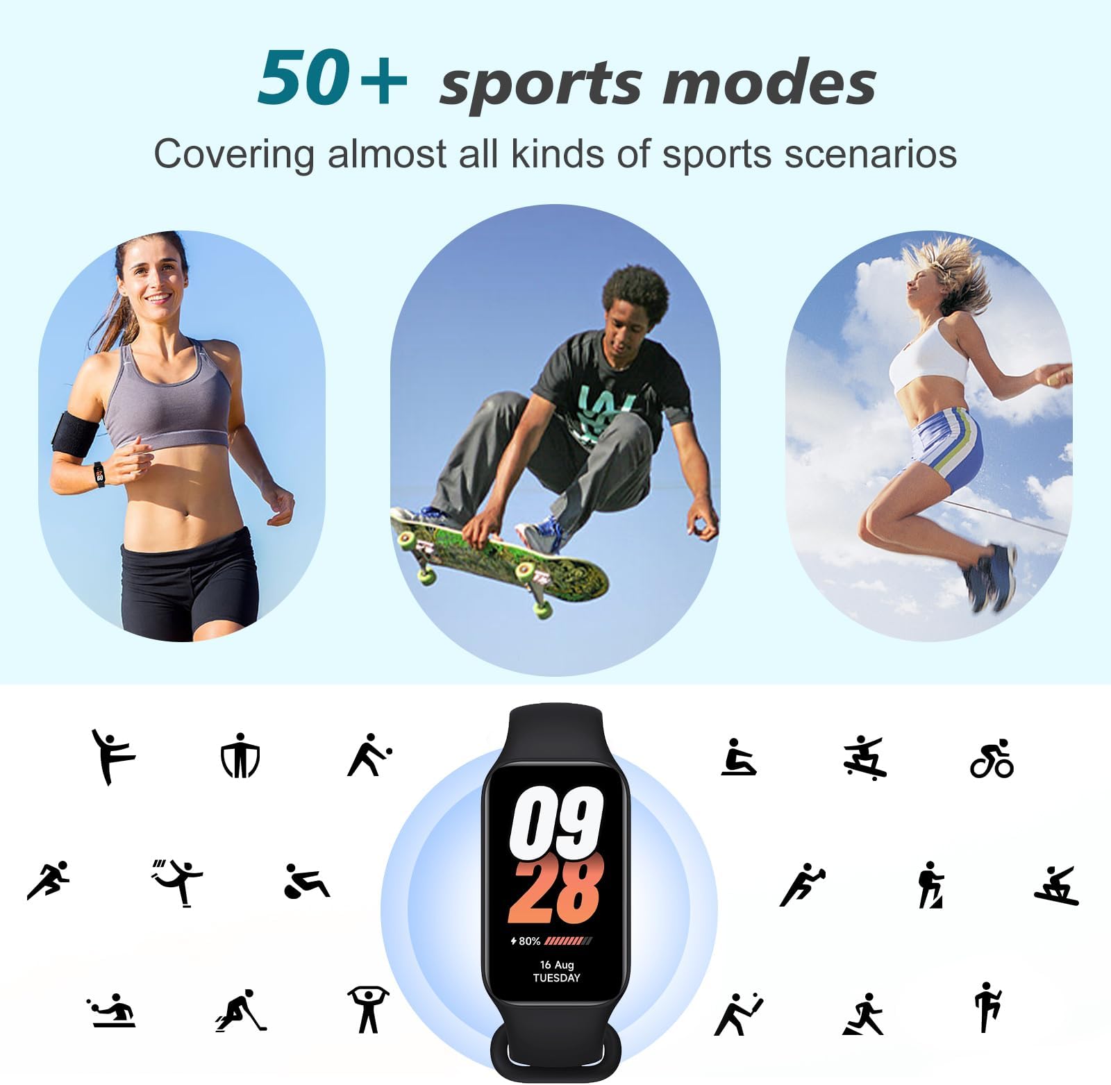 Mi Band 8 Active Fitness Tracker, wyświetlacz LCD 1,47, Mi Smart Band 8 zdjęcie 3