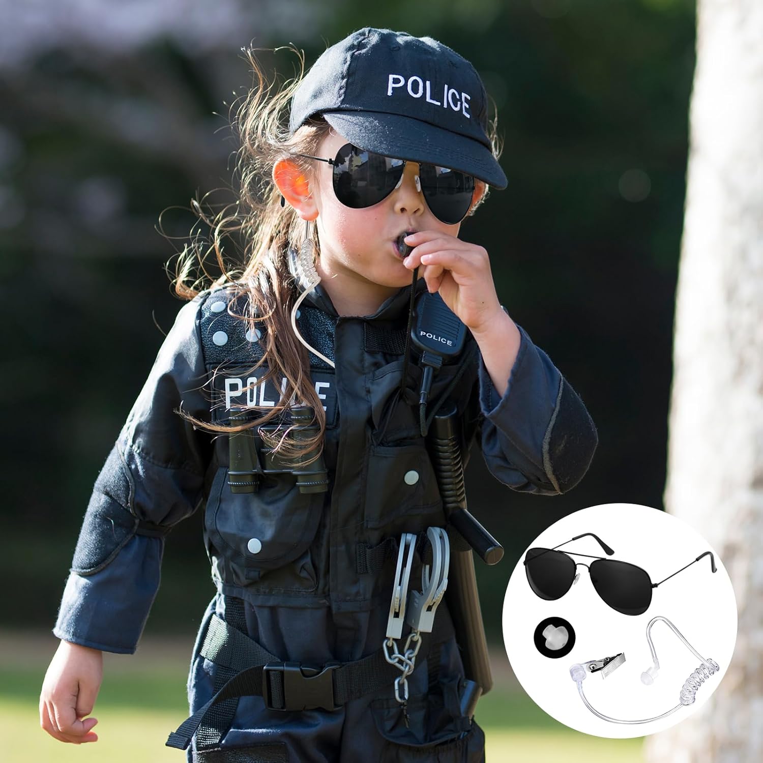 Men in Costume Black-Costume Accessories - Secret-Service and Spy FBI Costumes, Fake Ear Piece and Sunglasses - Image 4