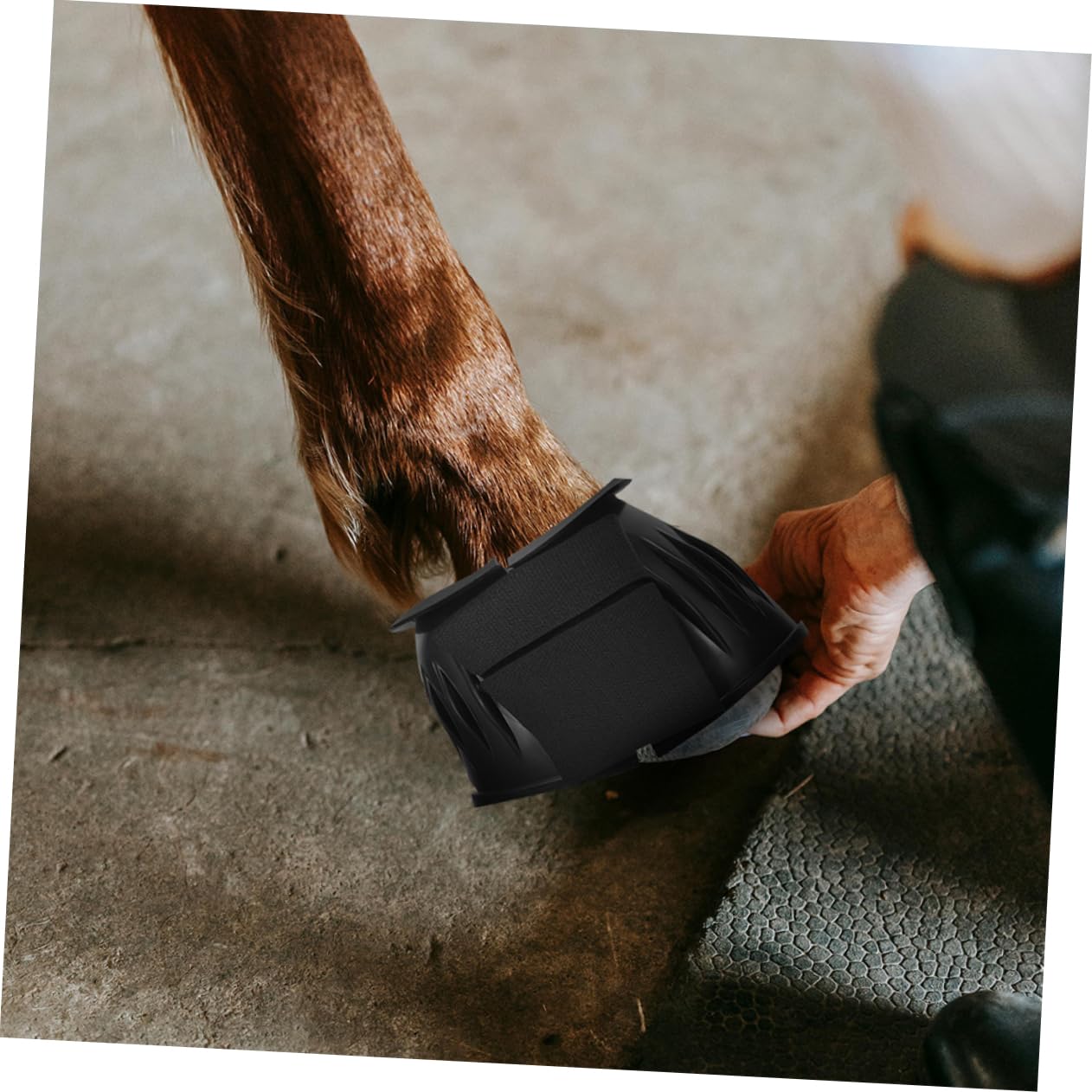Pferdeglockenstiefel mit Anti Rutsch Schutz, 4 Stück aus Gummi, Schwarz