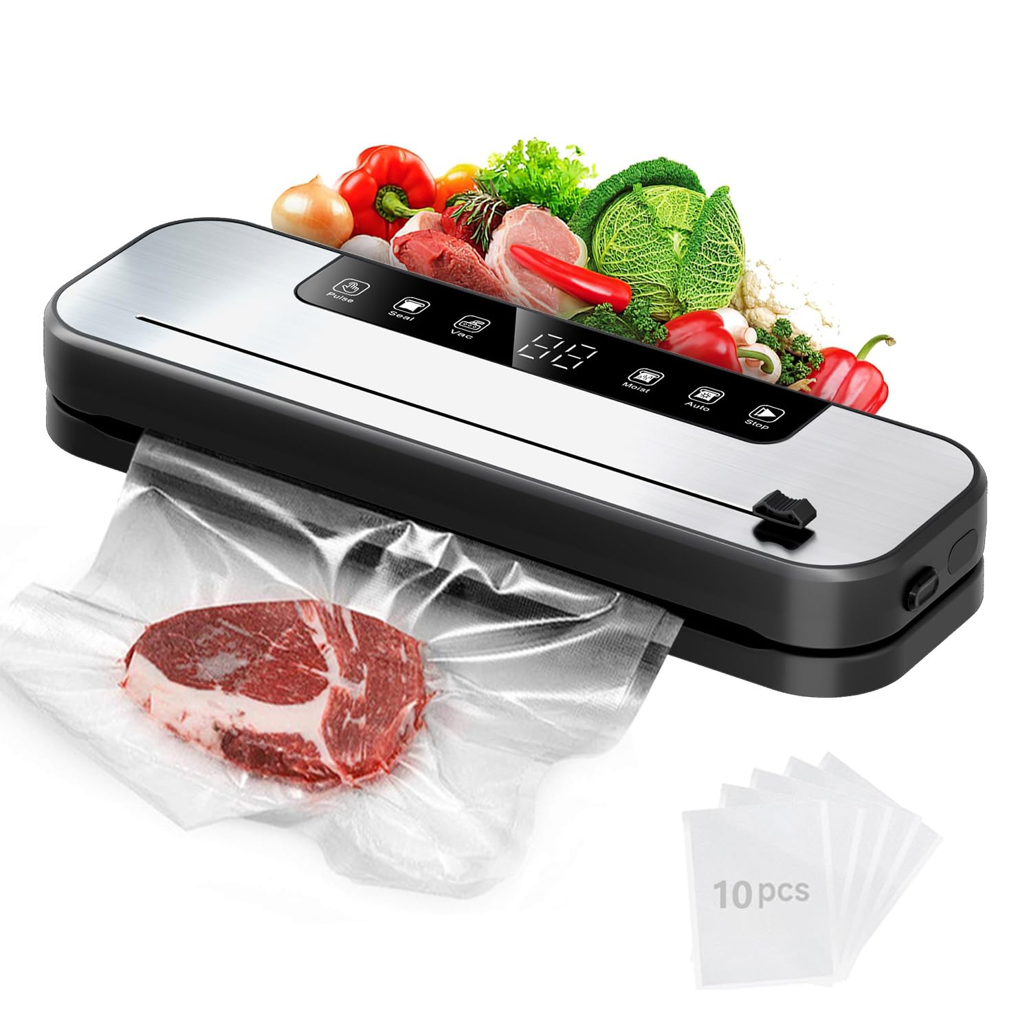 FIRE HIVE 5-in-1 Vacuum Sealer Machine for Food, 75KPa Powerful Suction, 11.8
