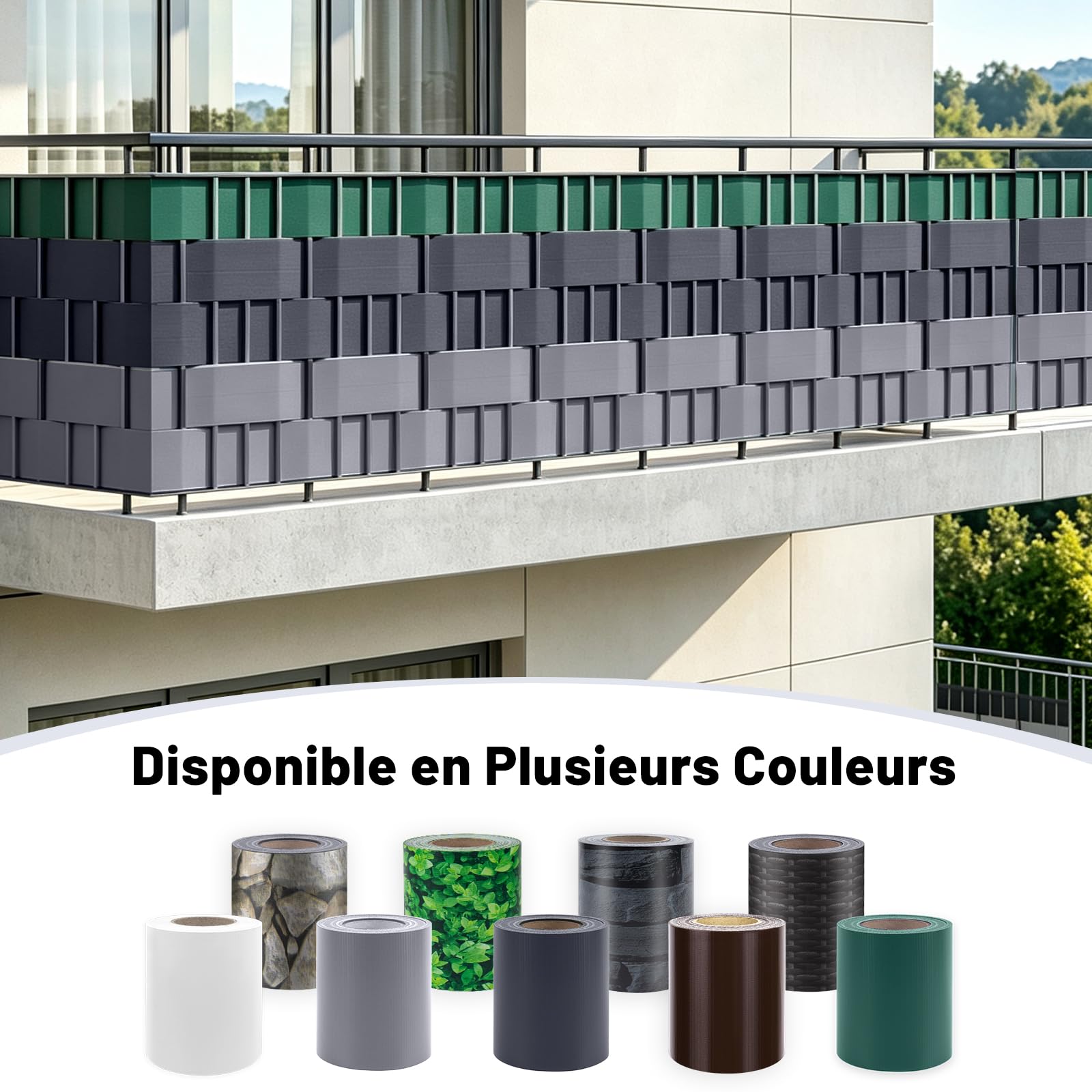 HENG FENG Brise Vue Jardin en PVC 50m x 19cm, Blanc | Brise Vue pour Clôture 450g/m², Occultation Totale, Résiste UV & Intempéries, av.30 Clips, pour Jardin/Terrasse/Balcon