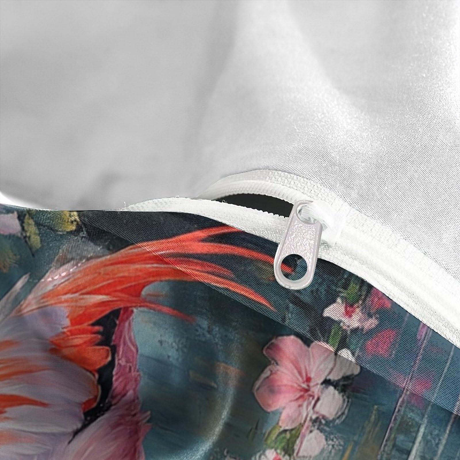 Flamingo-Pärchen 3D-Bedruckt 3er-Set Bettbezug Romantischer Aquarellstil Bettdeckenbezug Mikrofaser Hypoallergen Reißverschluss für Kleinkinder Jugendliche Frauen Super King（260x220cm）