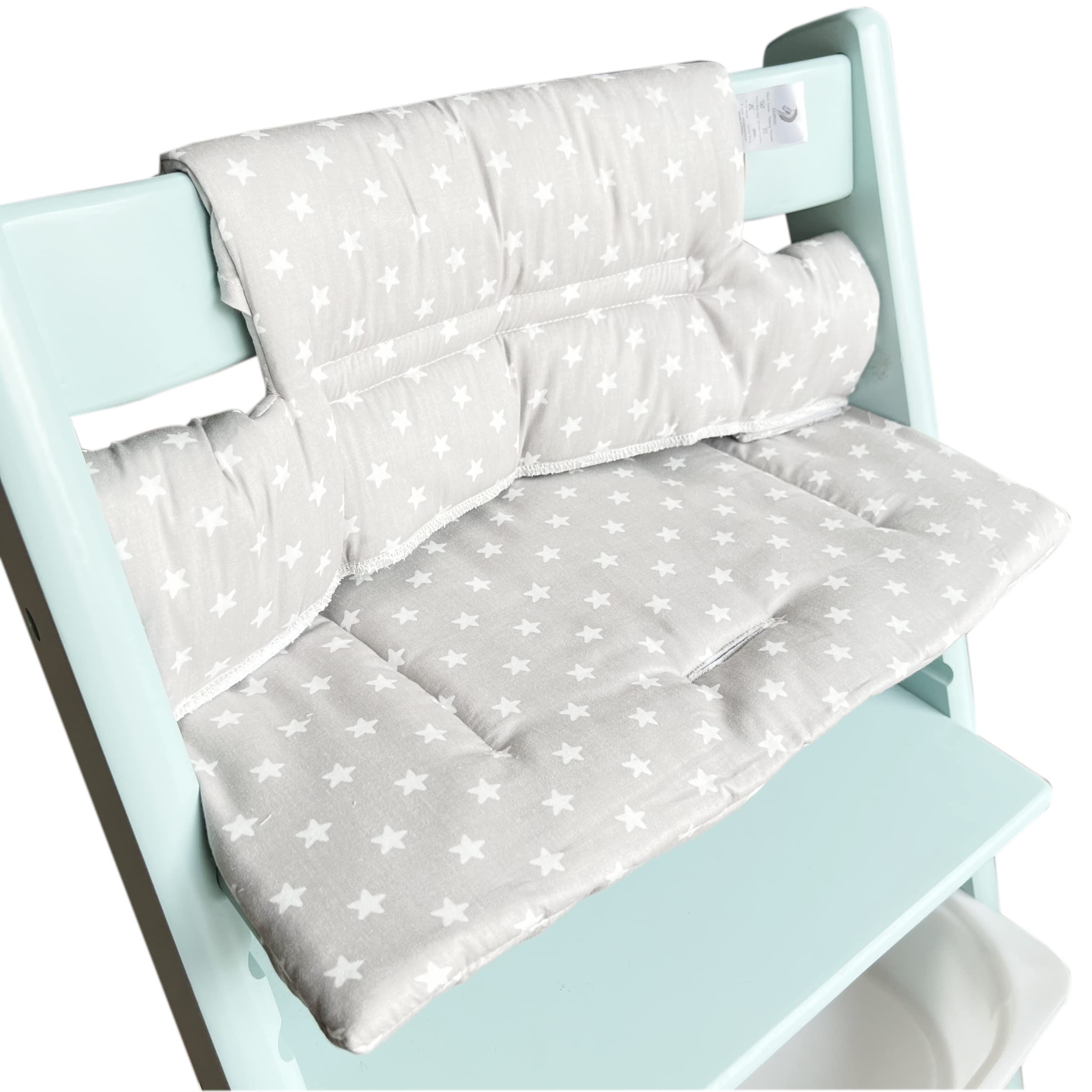 ZARPMA Highchair Cushion Compatible with Stokke Tripp Trapp Chiar High Chair Insert Cotton Fabric Cover Filled with Cotton Padding(Grey Star) - Image 3