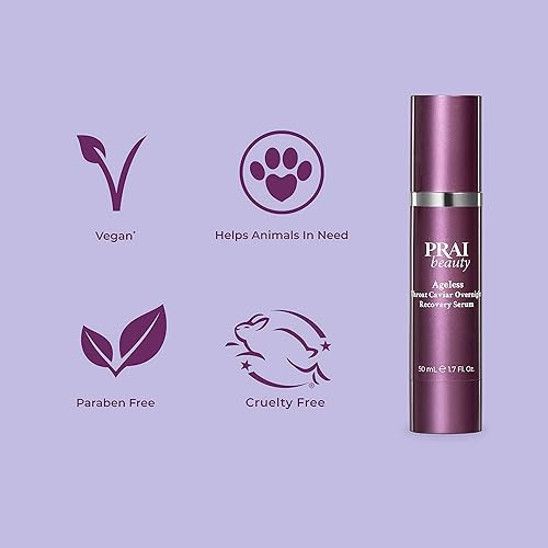 Miniatura 5 de PRAI Beauty Ageless - Suero de recuperación de caviar de garganta durante la noche para cuello sin edad al instante, suero reafirmante y tensor, 1.7