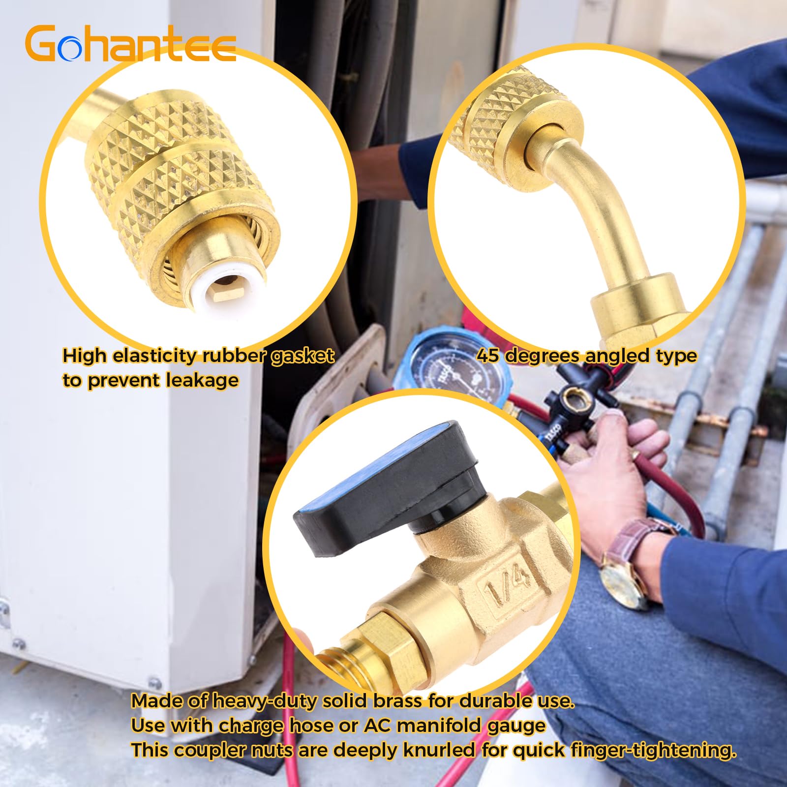 Valvola a sfera per condizionatore d'aria HVAC Adattatore valvola di arresto angolare 1/4 "5/16" SAE R22 R12 R410a Valvola a sfera refrigerante per aria condizionata per mini sistema split