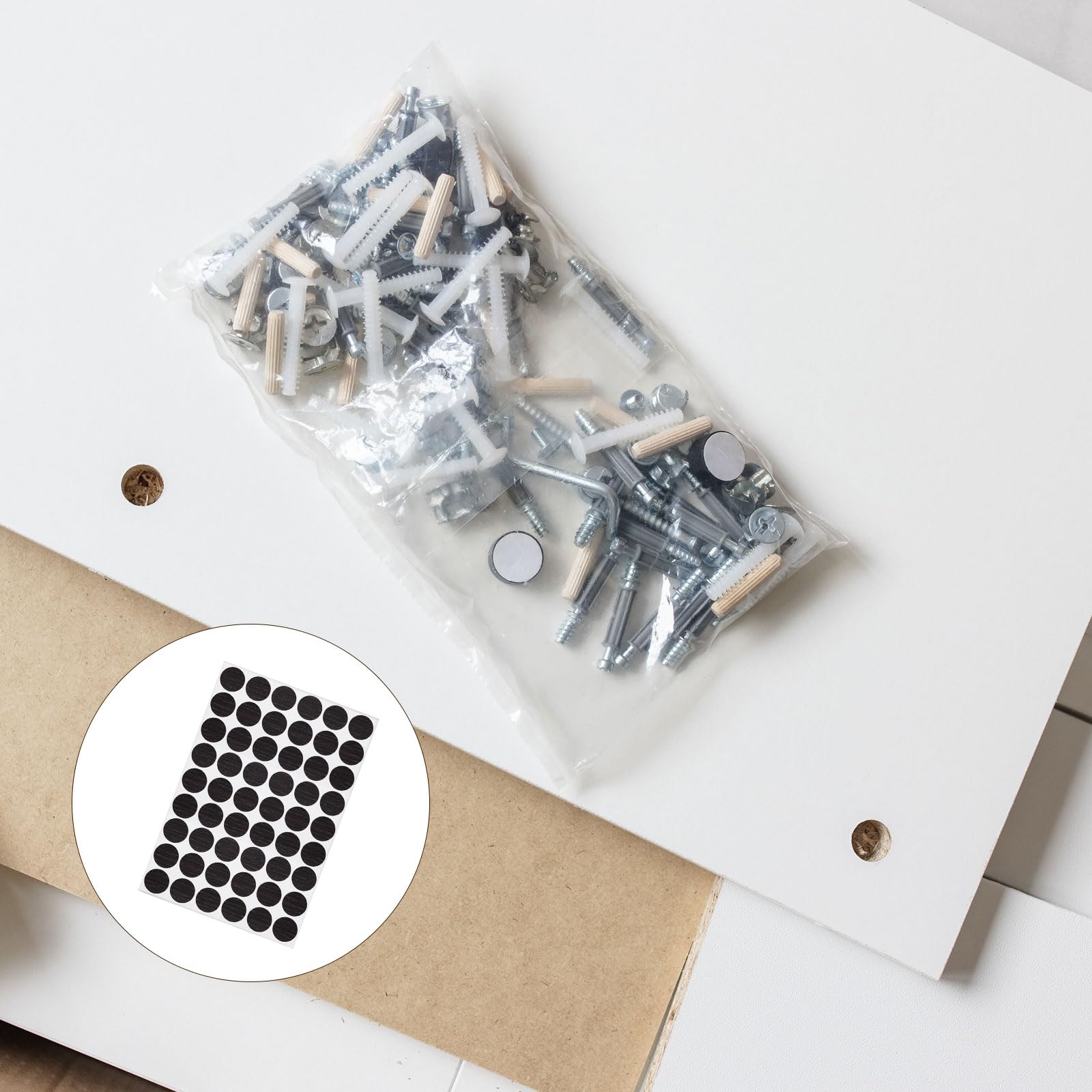 METALLIXITY Screw Hole Cover Stickers (21mm Dia) 108Pcs in 2 Sheet, PVC Shelf Peg Sealing Caps Waterproof - Image 3