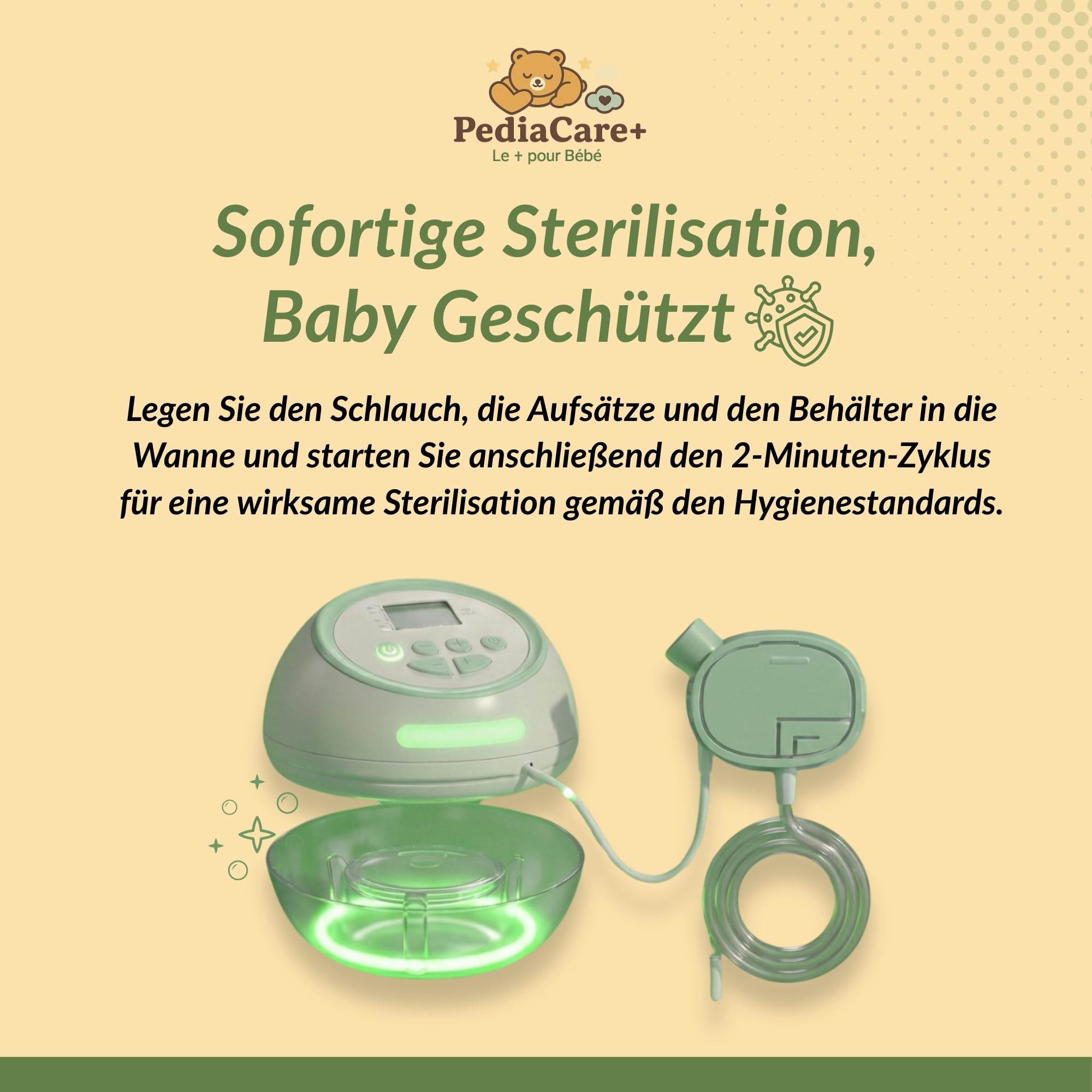 Pediacare+ Nasensauger Baby Elektrisch Starke Saugleistung, 6 Stufen, Silikonaufsätze, Musik & LED-Licht, Wiederaufladbar, Hygienisch, Für Neugeborene & Kleinkinder