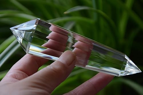 Varita tibetana real de alta altitud 99% transparente de 13 caras de cristal de cuarzo Vogel Varita de 5.19 pulgadas para curación espiritual de