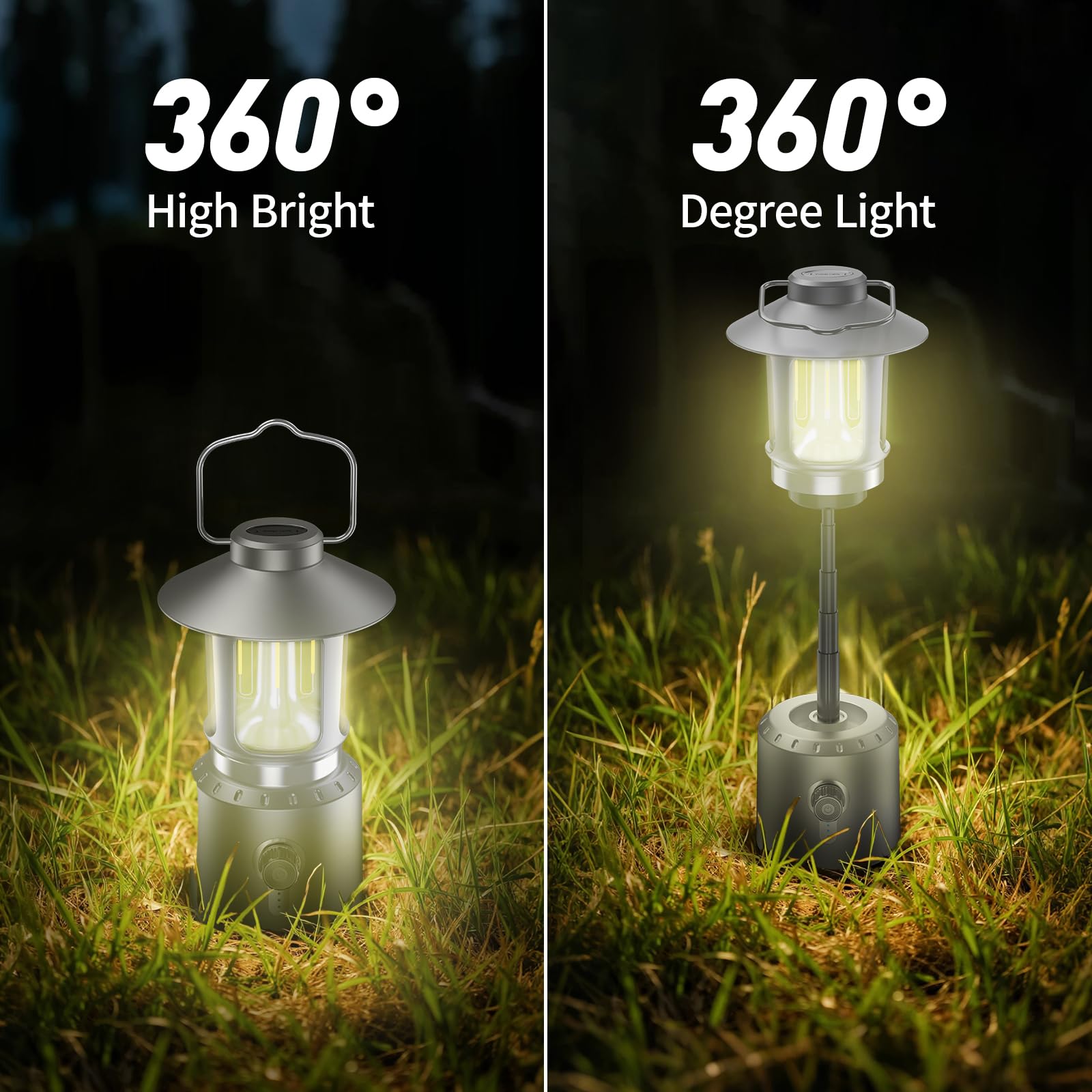 Linterna LED clásica retro para camping, linterna vintage recargable de atenuación continua, 3 modos de luz (2000 K-6500 K), banco de energía de 8000 mAh, luz colgante brillante para