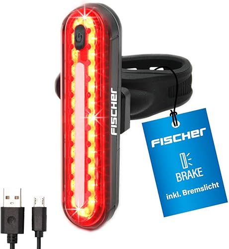 Fischer LED Akku Stableuchte, Rücklicht, Fahrradbeleuchtung, Fahrrad-Rückleuchte, barra auxiliar, Schutzart IPX4, negro