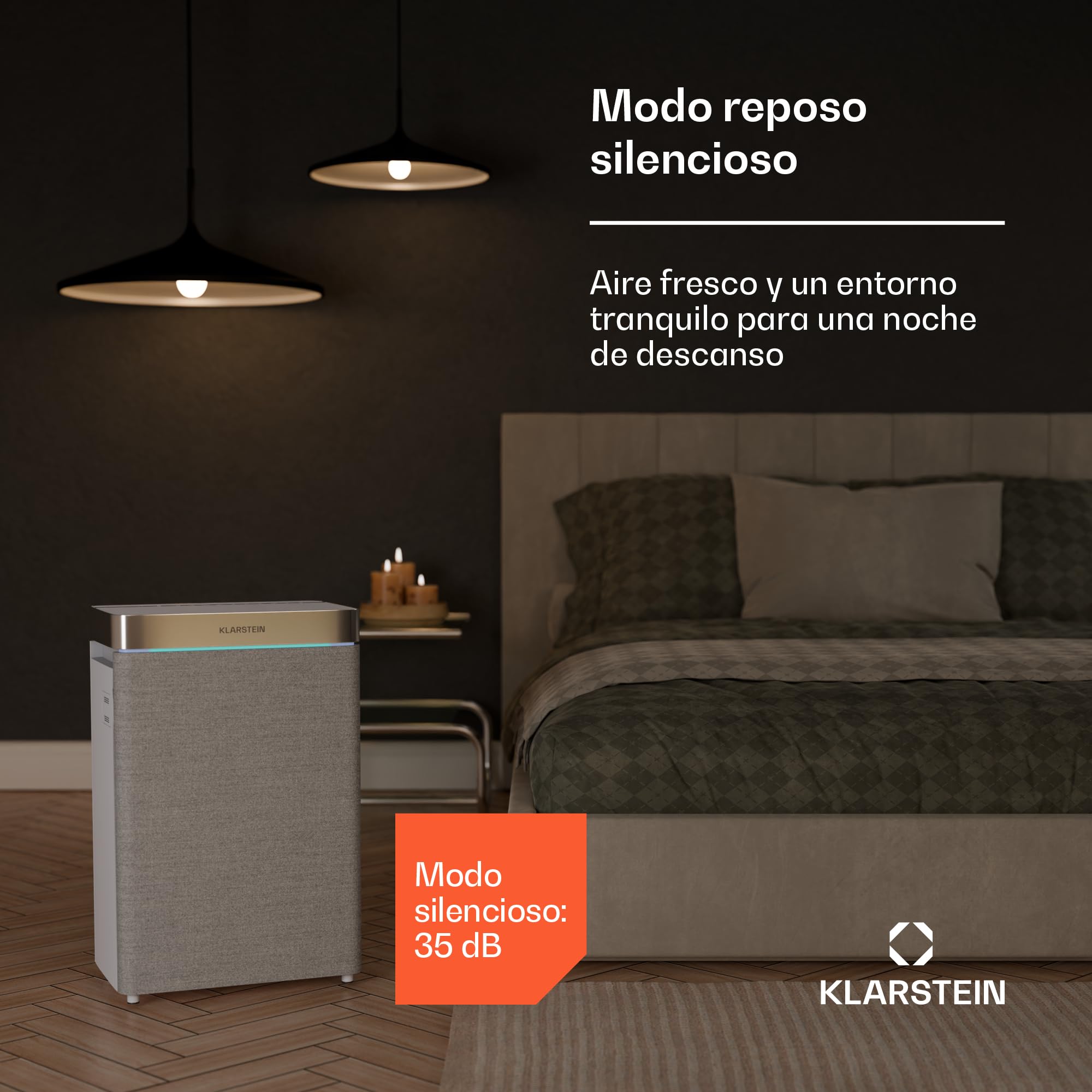 Klarstein AireLux Purificador de Aire con Filtro HEPA – Filtro de Carbón Activado, CADR 400 m³/h, Control WiFi, Silencioso, UV-C, Para Habitaciones Hasta 60 m², Depósito 6.2L