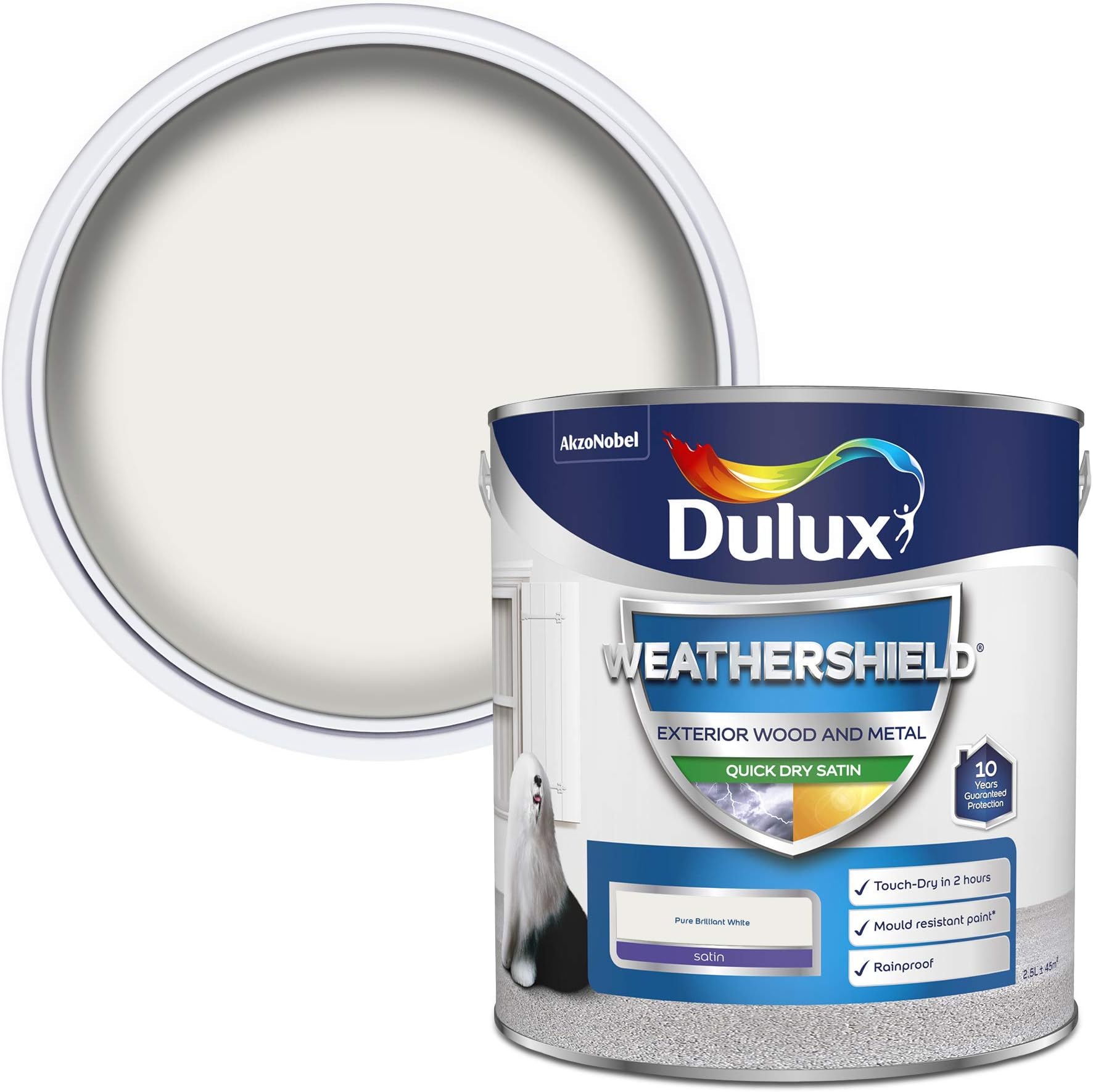 CROWN Quick Dry Satin Paint Brilliant White 2.5 litre Amazon.co.uk