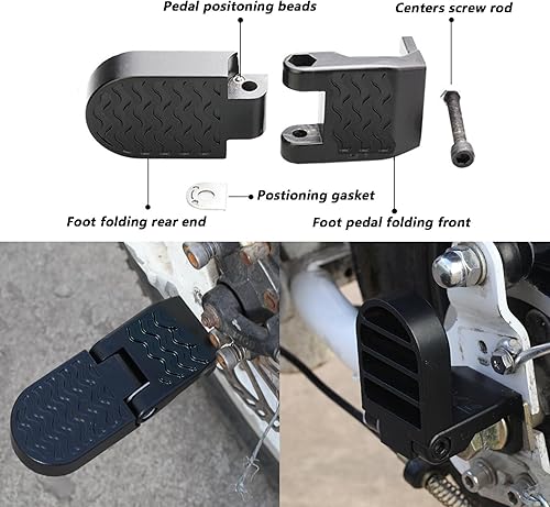 Miniatura 3 de 1 par 0.394 in U ranura bicicleta pedales trasero plegable asiento trasero pedales pedales ciclismo accesorios para bicicleta de montaña, bicicleta