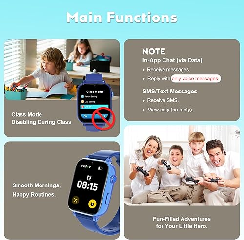 Miniatura 4 de Reloj inteligente 4G para niños y niñas con rastreador GPS, reloj inteligente para niños, llamada telefónica, videollamada SOS para niños, regalo de