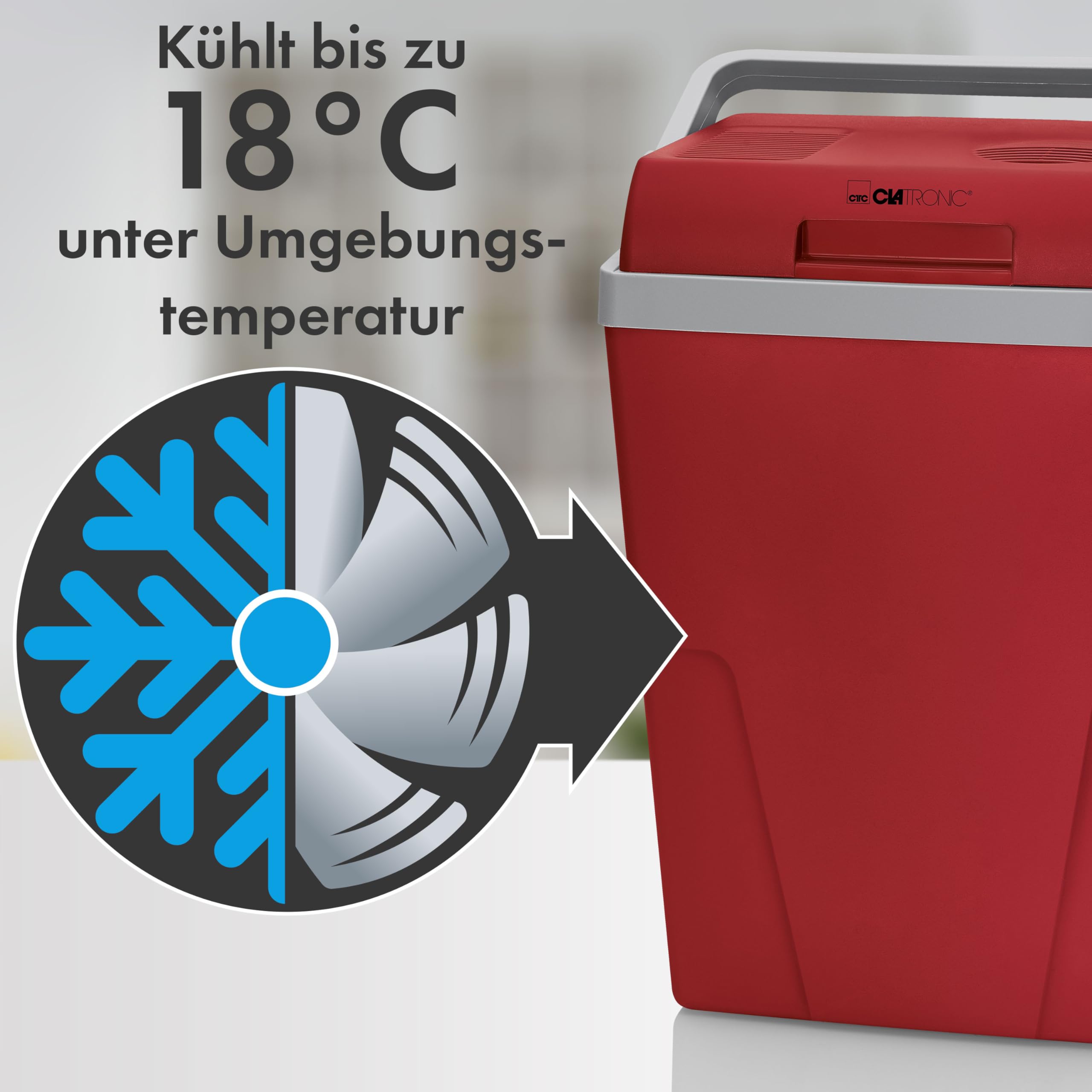 Clatronic® Kühlbox Auto | Robustes Gehäuse | elektrische Kühlbox 12v 230v | Camping Kühlschrank 22L | Auto Kühlbox | Auto Kühlschrank KB 3713 rot