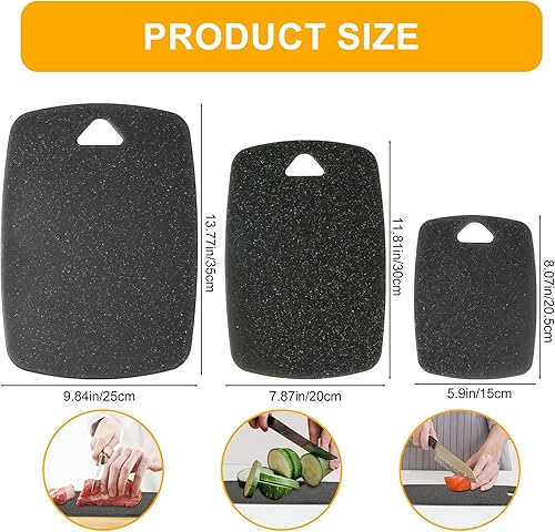 Miniatura 2 de Tabla de cortar para tablas de cortar de cocina, juego de 3 tablas de cortar de plástico, tabla de cortar de cocina antideslizante con mango de