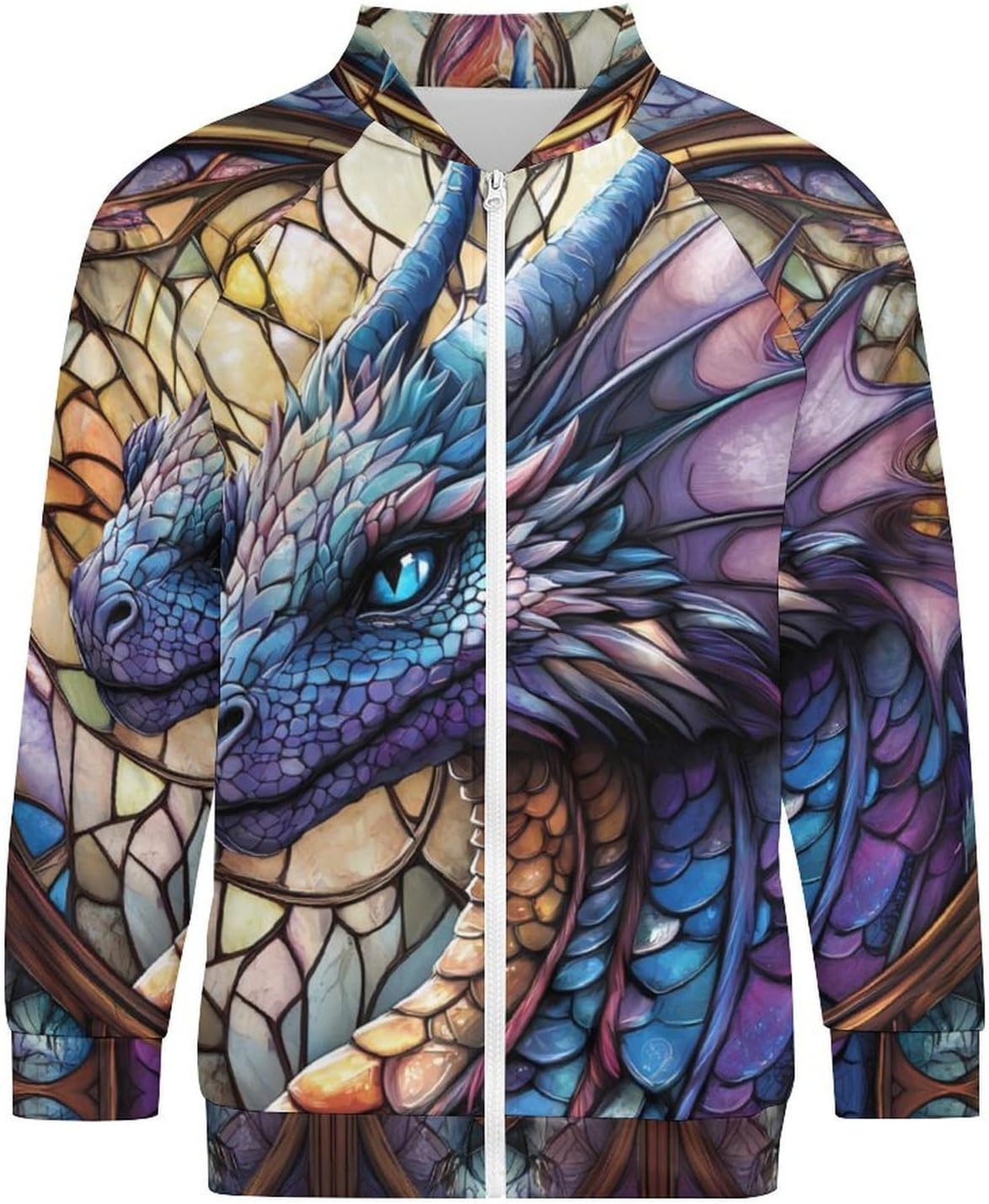 Purple Dragon Men's Zip Up Sweatshirt Casual Sweater Jackets Long Sleeve Tops Lightweight Coat