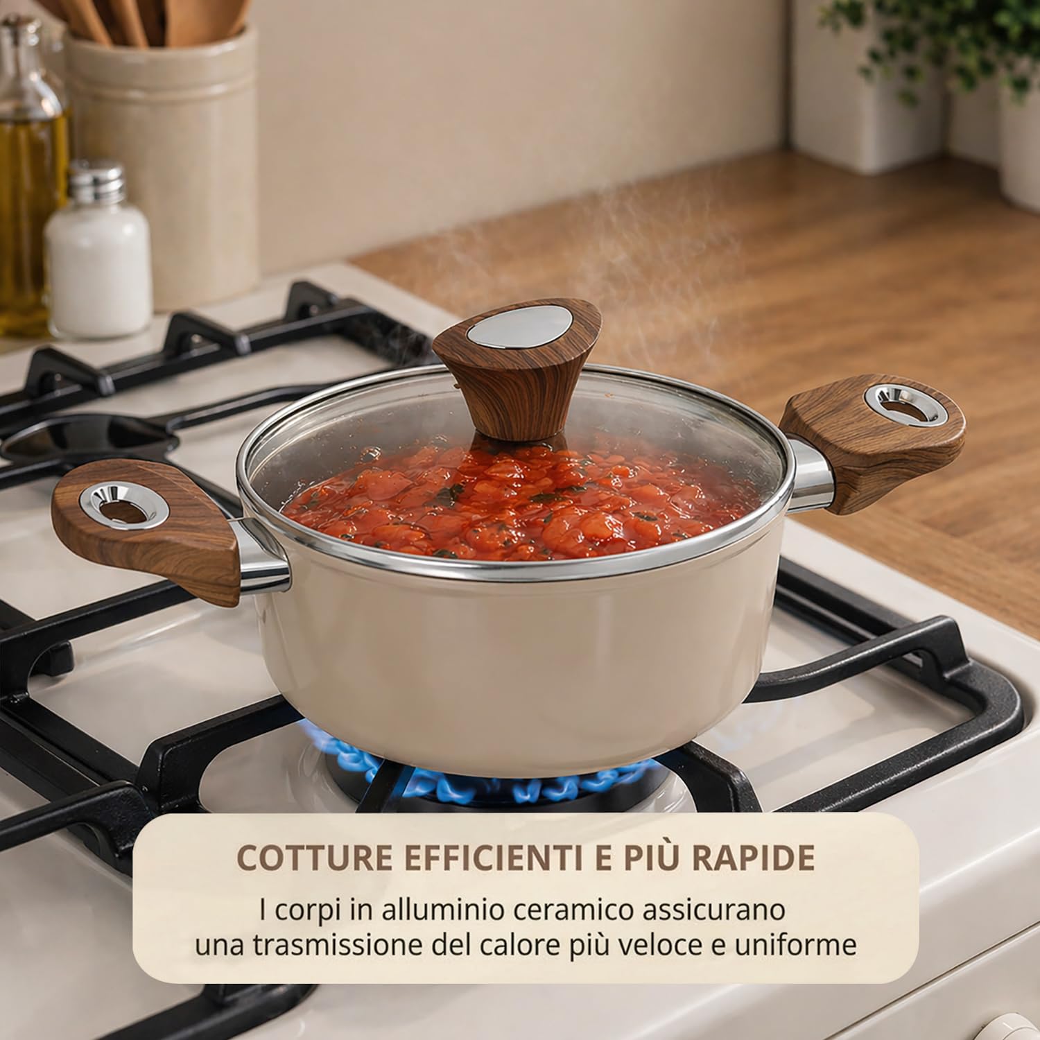 Casseruola 20 cm coperchio taupe New Ceramic