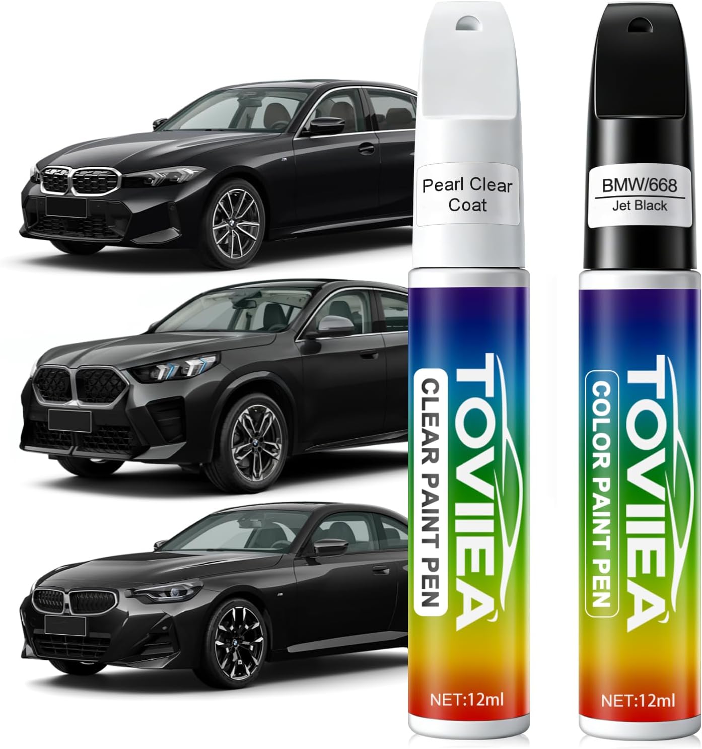 Jet Black(668) Touch Up Paint Compatible for BMW | 2-In-1 Car Scratch Remover Pen, Car Paint Scratch Repair Kit for Scratches, Chips & Nicks,2-PCS SET - Amazon product rated Grade B