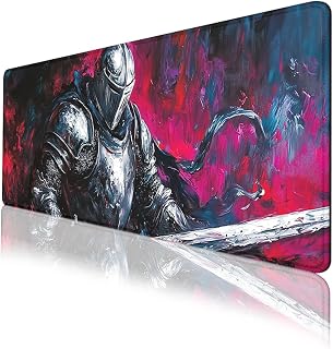 Medieval Knight Desk Pad Mouse Pad Metal Armor Oil Art Mousepad XL Large Gaming Mouse Pad Laptop Keyboard Mat Desk Pad Office Computer Keyboard Laptop Home 31.5"x11.8"