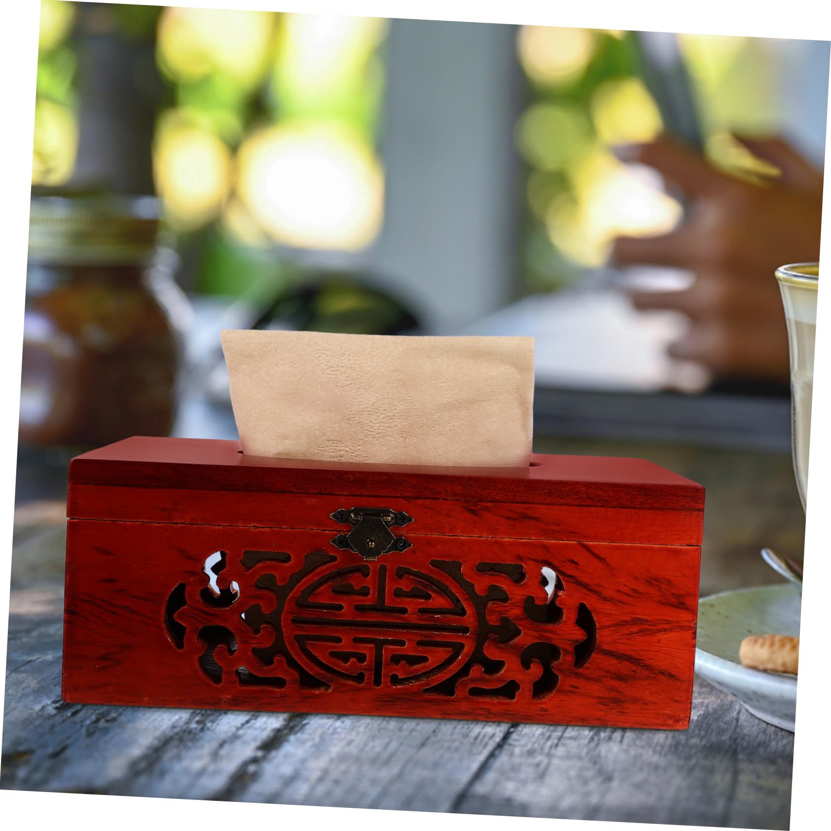 Holz Taschentuchbox Groß, Rot, für Papiertaschentücher