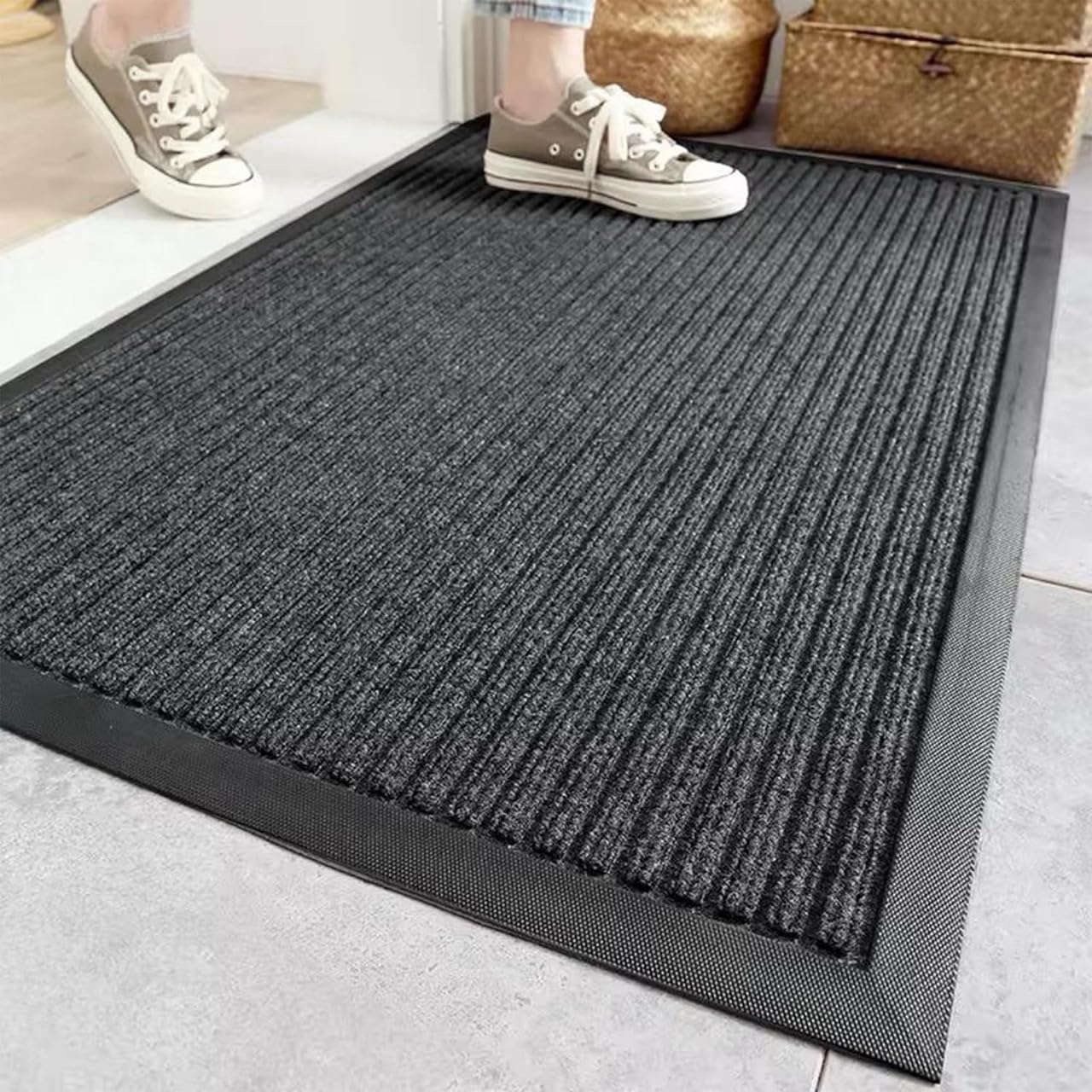 YMORIA Anti Skid Door Mats for Home Entrance |Rectangular Mats| Outside, Indoor Rubber Mat for Floor (40X60 cm, Grey) - Review, Price and Buying Guide