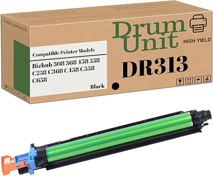 Compatible Imaging Unit DR313 DR-313 A7U40RD A7U40TD Drum Unit Replacement for Konica Minolta bizhub 308 368 458 558 C258 C368 C458 C558 C658 Printer 1-Pack Black