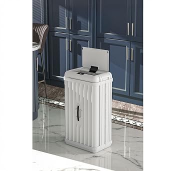 Deconox 50 Lt Sensörlü Çöp Kovası, Portatif Katlanabilir, Büyük Boy Premium (62x36x26cm), Otomatik Dokunmatik Hareket Sensörlü Akıllı Mutfak Banyo Ofis Çöp Kutusu (BEYAZ)
