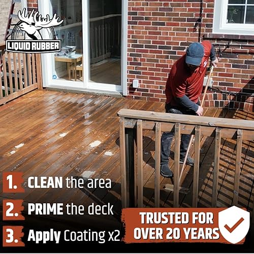 Miniatura 5 de Liquid Ruber - Revestimiento de poliuretano para cubiertas y muelles, fácil de aplicar, sellador resistente a los rayos UV, uso interior y exterior,
