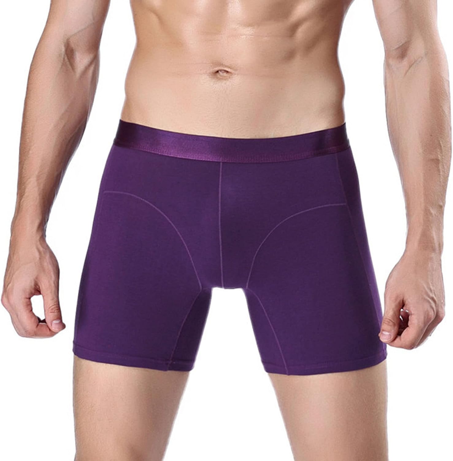 Maiyifu-GJ Men's Anti-Chafing Breathable Underwear Cotton Solid Color Boxer Briefs Sports Compression Trunks