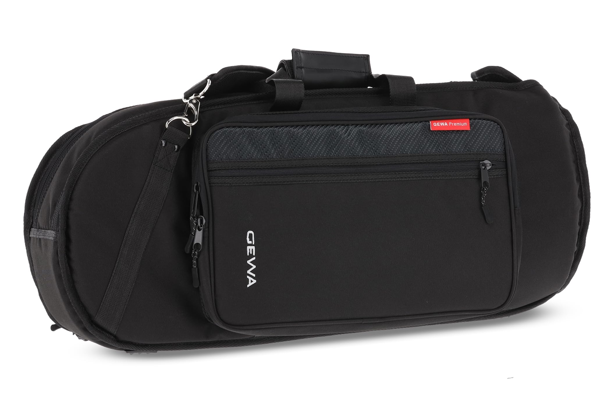 GEWA Premium Gig Bag Baritone Straight Shape - Cordura 600 Denier - Tear and water-resistant - 30 mm padding - Plywood reinforcement for bell - Accessory pocket - Backpack/shoulder strap - Black