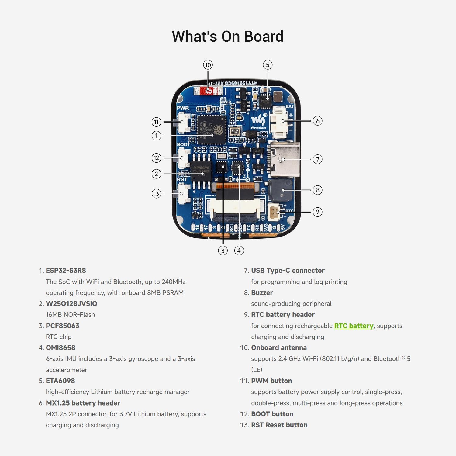 KLAYERS ESP32-S3 1.69-Inch Touch LCD Development Board, Built-in ST7789V2 Display Driver, CST816T Capacitive Touch Chip, Lithium Battery Charging, 6-Axis Sensor (Accelerometer & Gyroscope), RTC