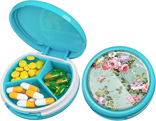 Miniatura 40 de Serfeymi - Pastillero pequeño con 3 compartimentos, pastillero portátil para bolso o bolsillo, estuche compacto y mini para viajes - Adecuado