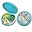 Serfeymi Small Pill Box - 3 Compartments Portable Pill Box for Purse Pocket, Compact Mini Travel Pill Case - Suitable for Medicine, Vitamin, Fish Oil, Supplements - Light Blue(Garden Bloom)