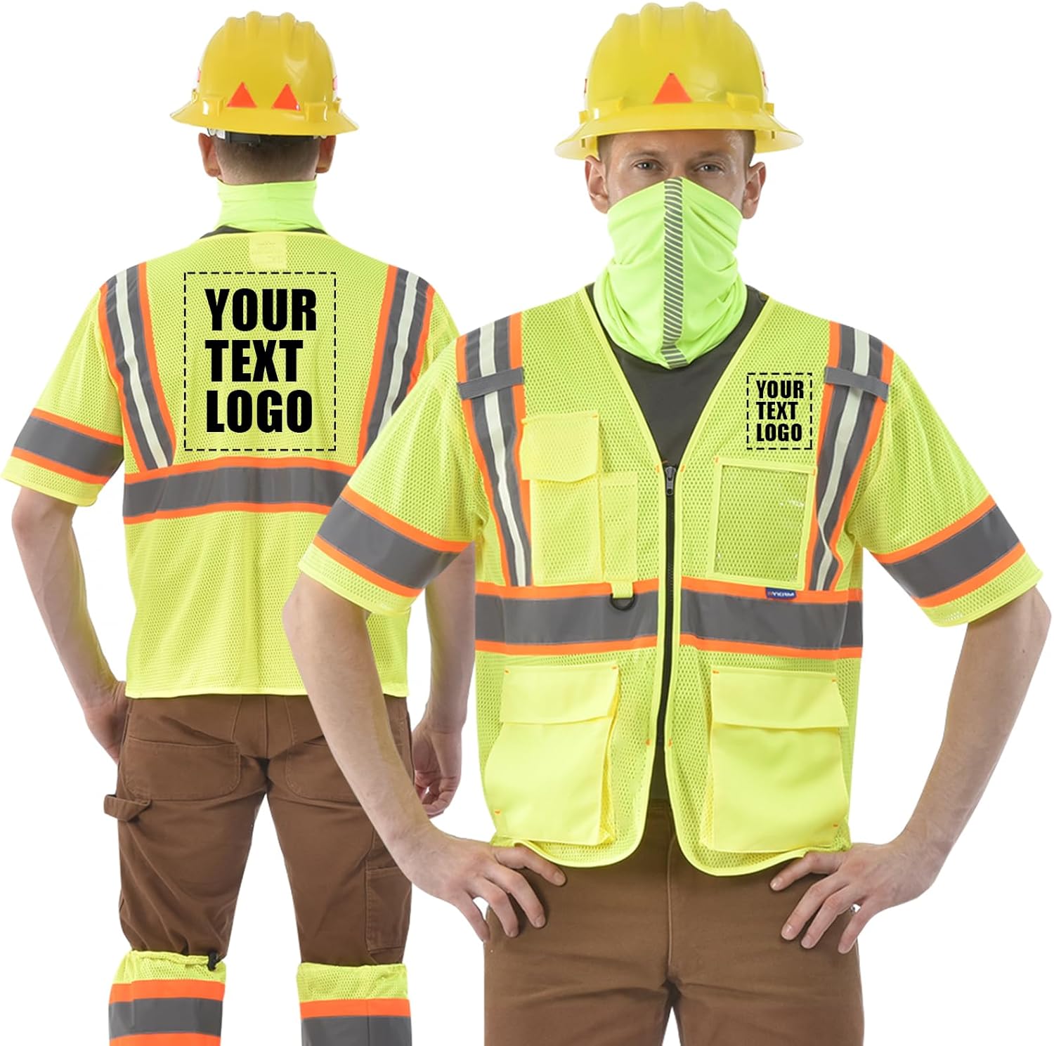 AYKRM Custom Logo Personalised Printed High Visibility Reflective 2 two tone work construction Safety Vest