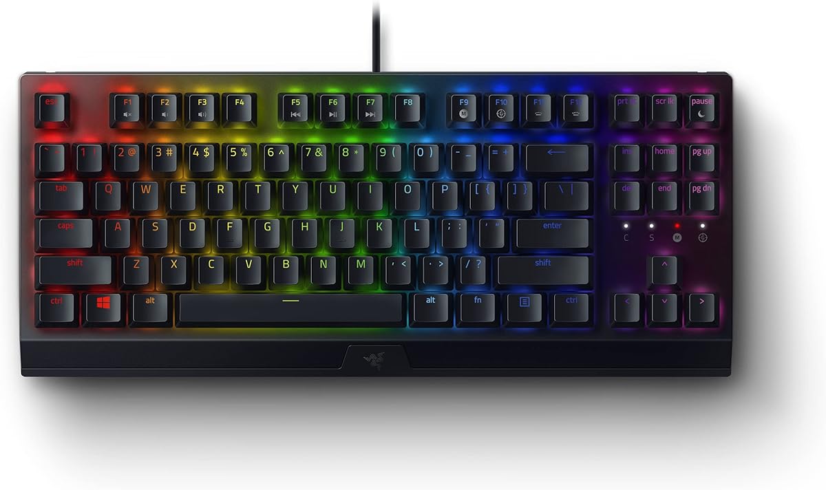 Razer BlackWidow V3 TKL Mechanical Gaming Keyboard: Yellow Mechanical Switches Linear & Silent - Chroma RGB - Compact Form Factor - Programmable Macros Snap Tap