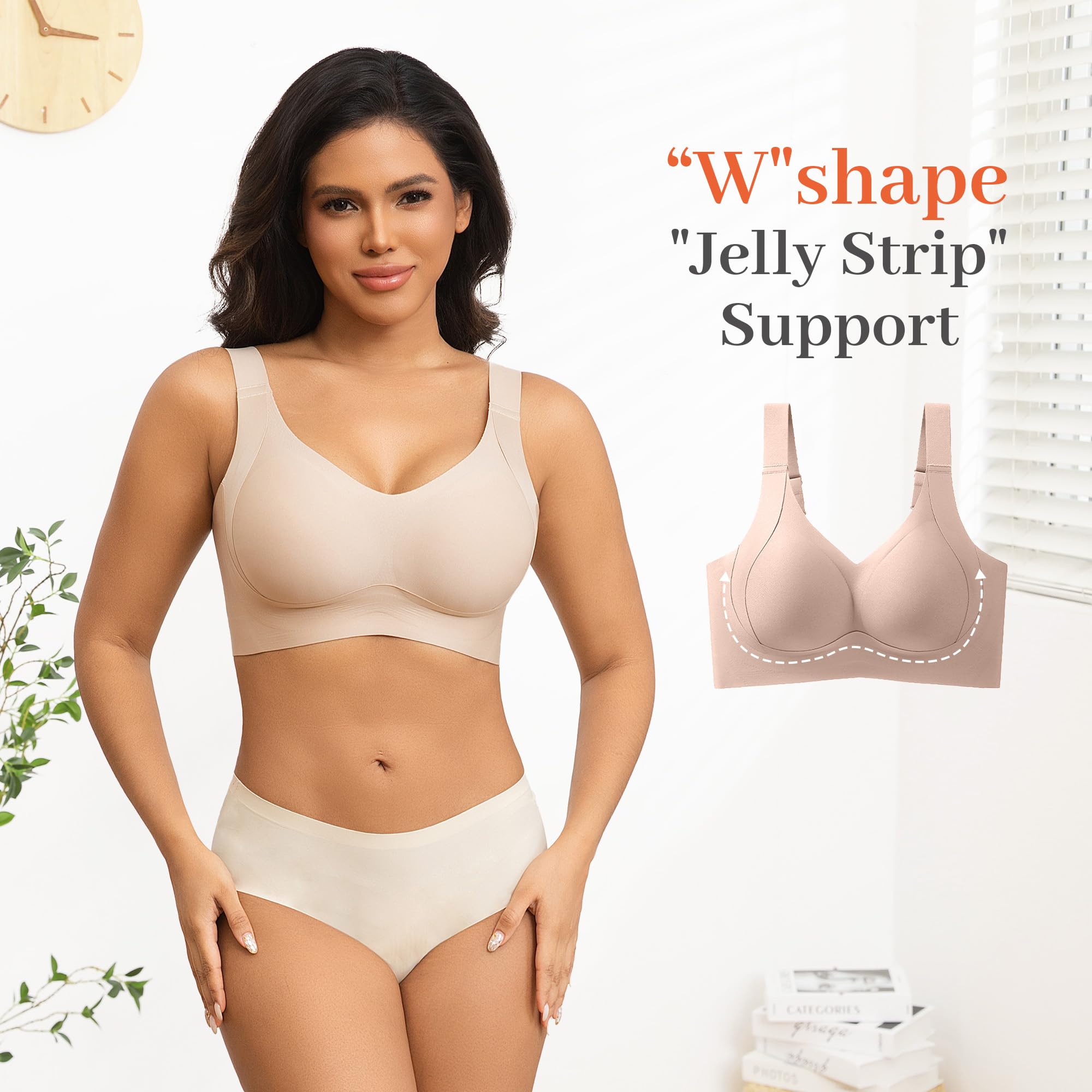 Fittingirls Reggiseni Taglie Forti per Donna Senza Ferretto - Copertura Completa, Reggiseni Quotidiani Comodi Imbottiti