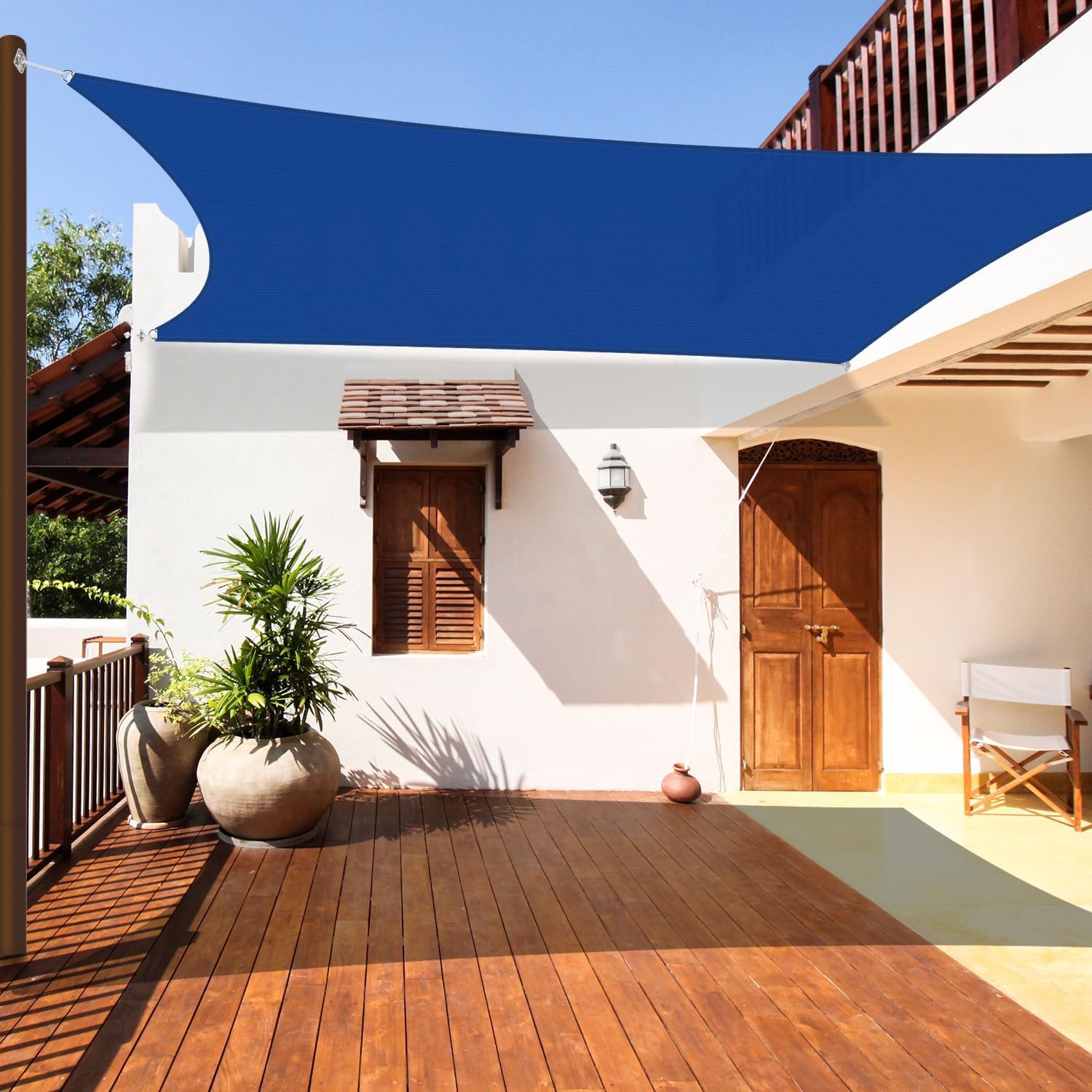 Coarbor 12'x16' Sun Shade Sail Outdoor Canopy Cover Rectangle Heavy Duty Shade Cloth for Backyard Yard Deck Patio Garden Outdoor, Blue