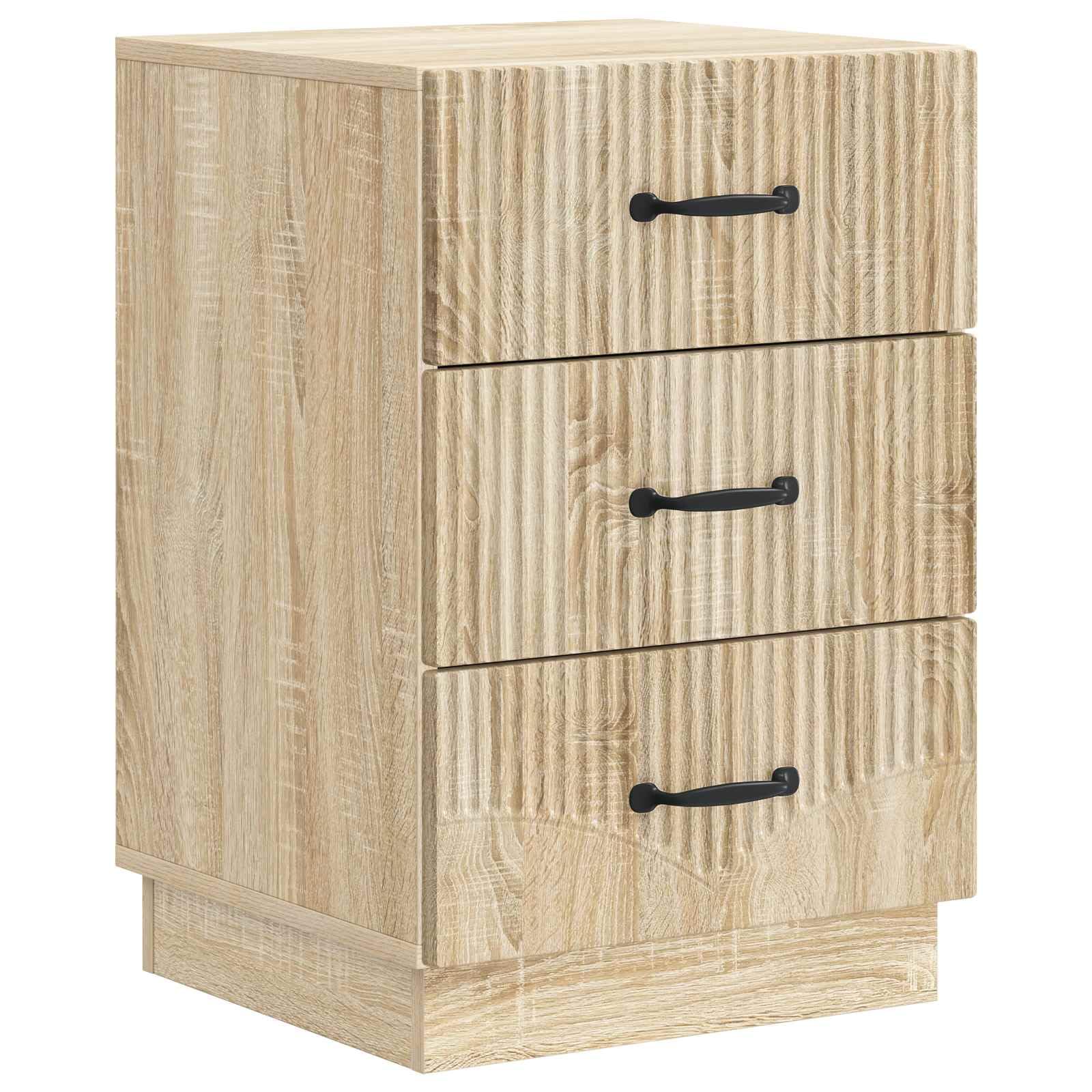 Meuble de Chevet Chêne Sonoma pour Organiser la Chambre et Supprimer le Désordre avec 3 Tiroirs