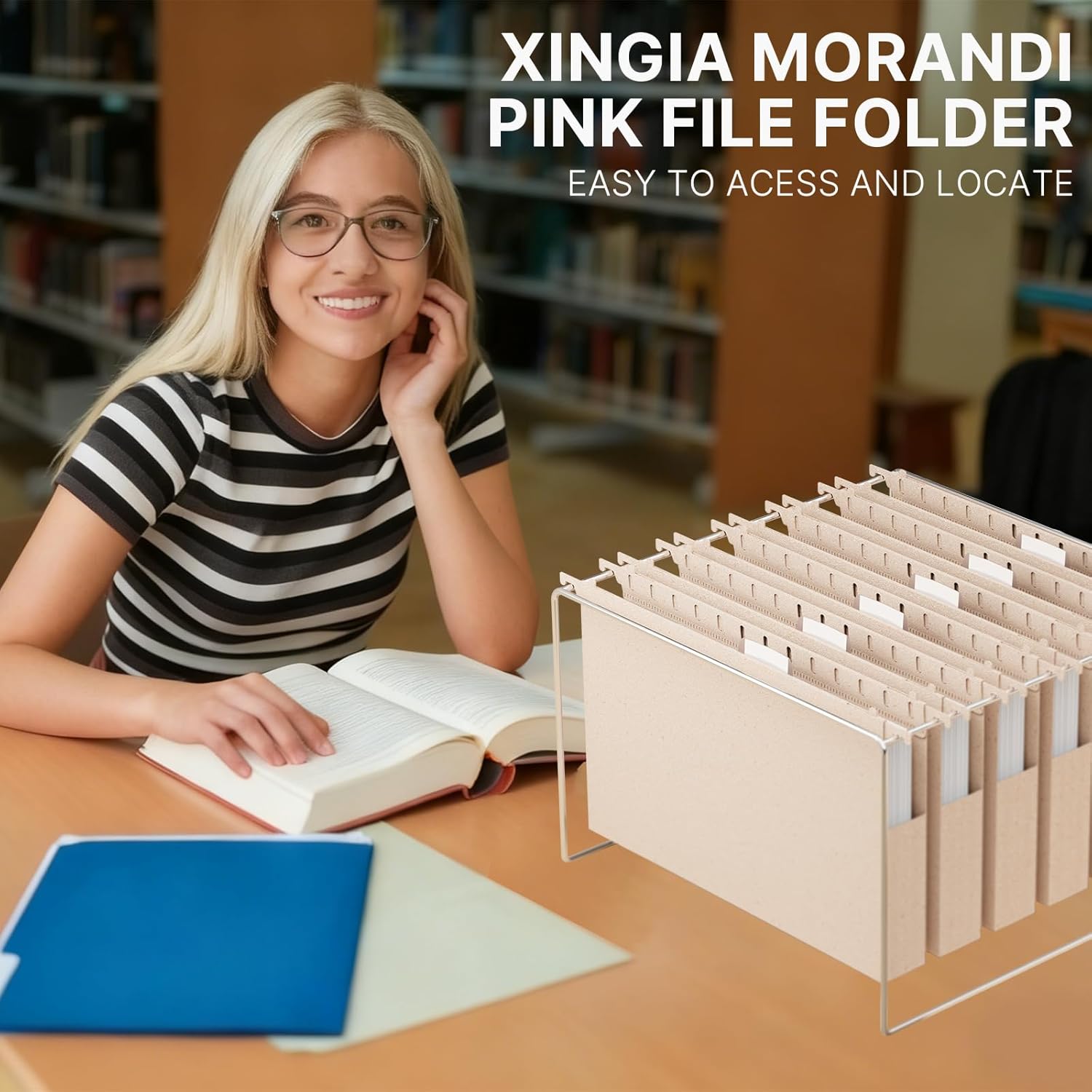 XINGIA Legal Size Plastic Hanging File Folders,Heavy Duty 1'' Expansion,Extra Capacity Wheat Straw File Organizer with Tabs,12 Pack Accordion Folders for Ofiice School Home Hospital(Morandi Pink)