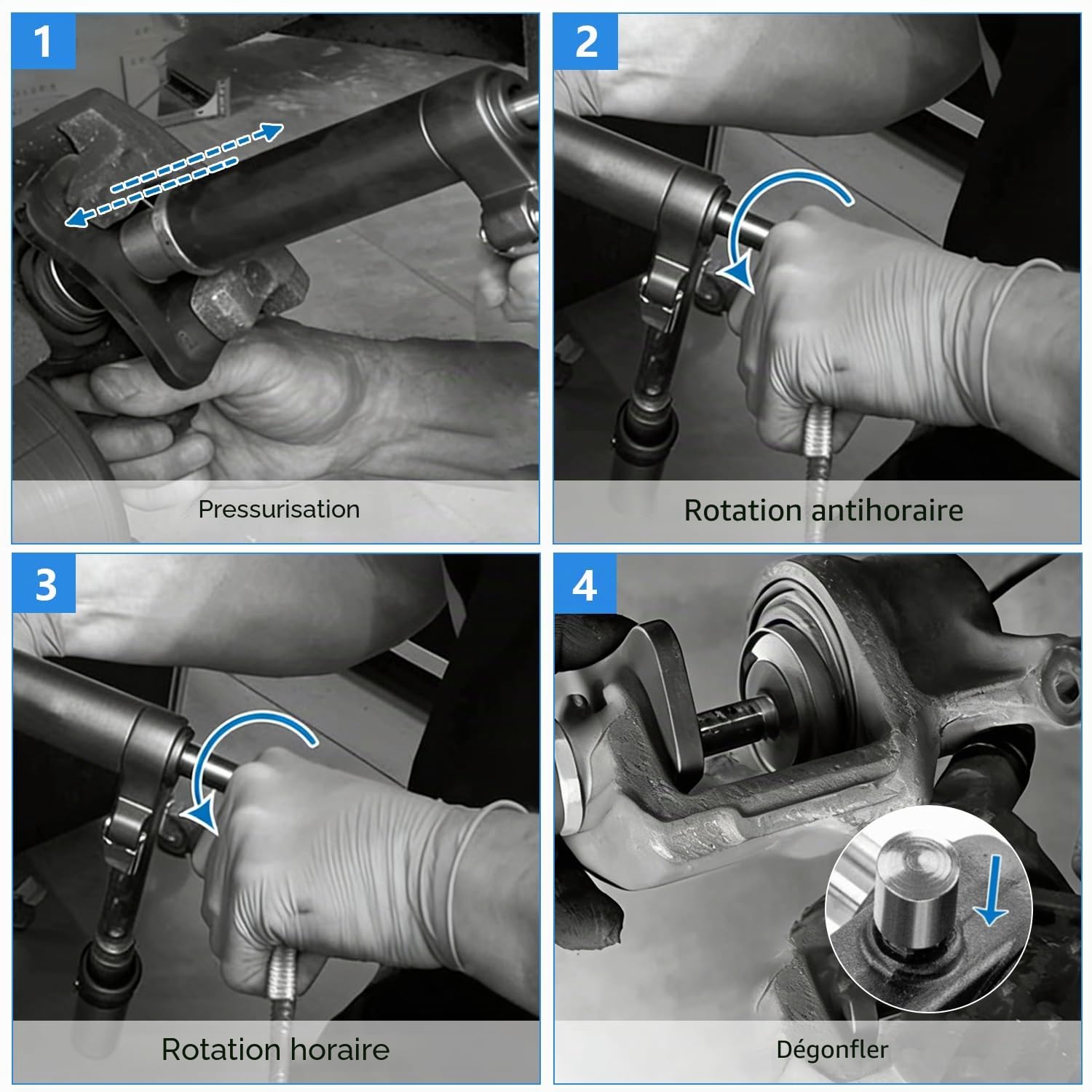 Repousse Piston de Frein Pneumatique, Kit de 24 Outils Universels pour Rétracteurs de Pistons de Frein Pneumatiques avec Mallette, Compatible avec la Plupart des Voitures Particulières