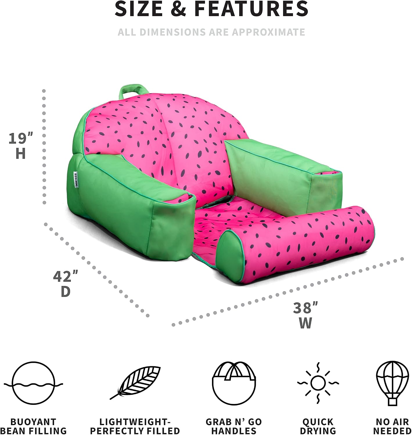 Big Joe Lazy Lounger No Inflation Needed Pool Float with Footrest and Headrest, Quick Draining Fabric image 2