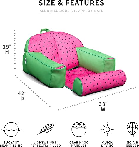 Miniatura 9 de Big Joe Lazy Lounger - Flotador de piscina sin necesidad de inflado, con reposacabezas y reposapiés, malla de doble cara de hibisco tropical