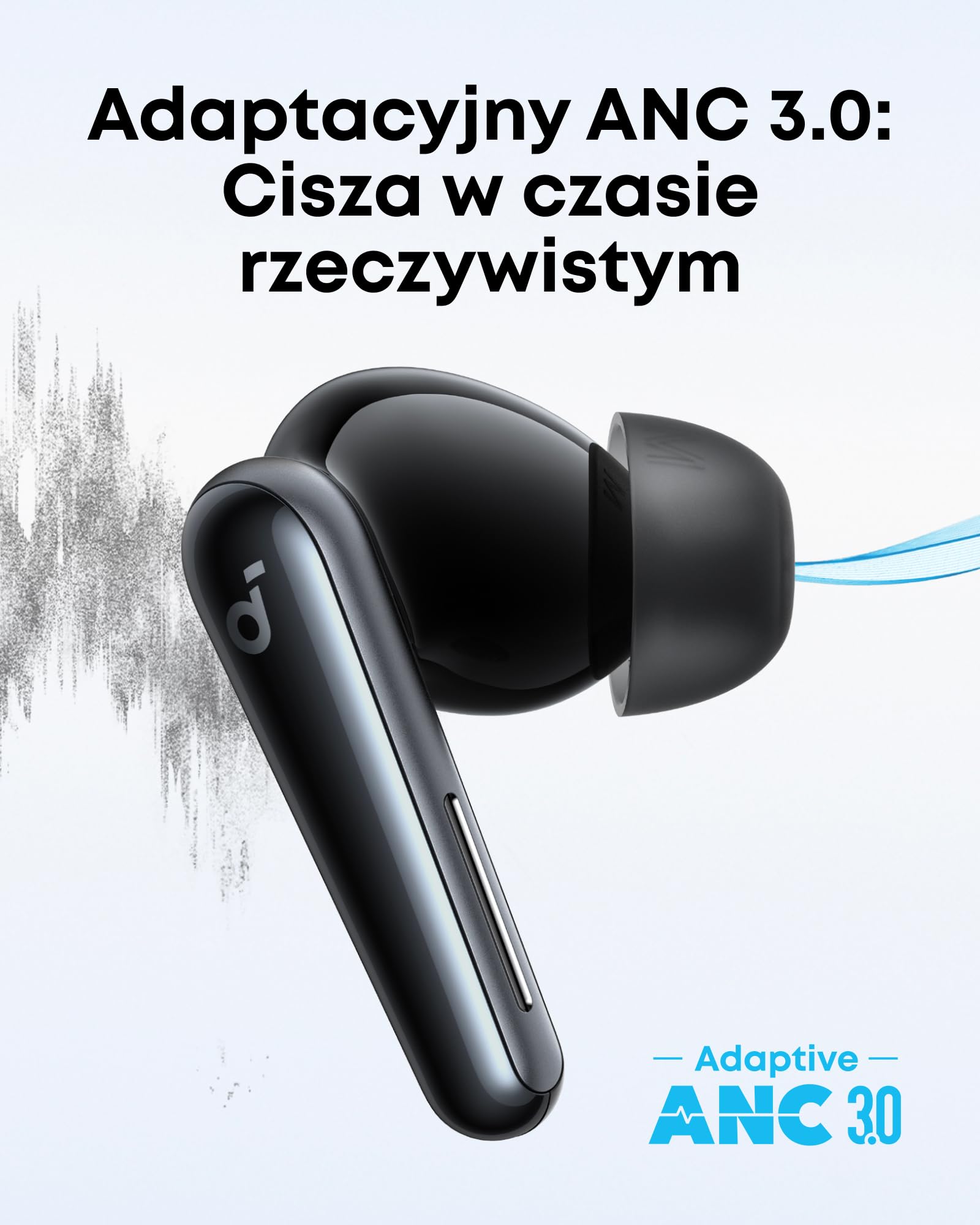 soundcore Liberty 5 Firmy Anker, Bezprzewodowe Słuchawki z Tłumieniem Hałasu, 2x Silniejsza Redukcja Głosu, Adaptacyjne Tłumienie Hałasu, Szybkie Ładowanie, Dolby Audio (Czarny)