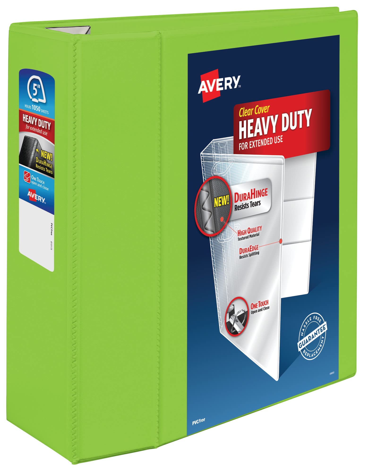 Avery Heavy-Duty View Chartreuse 5" Binder (79815) - Avery Heavy-Duty View 3 Ring Binder, 5" One Touch EZD Rings