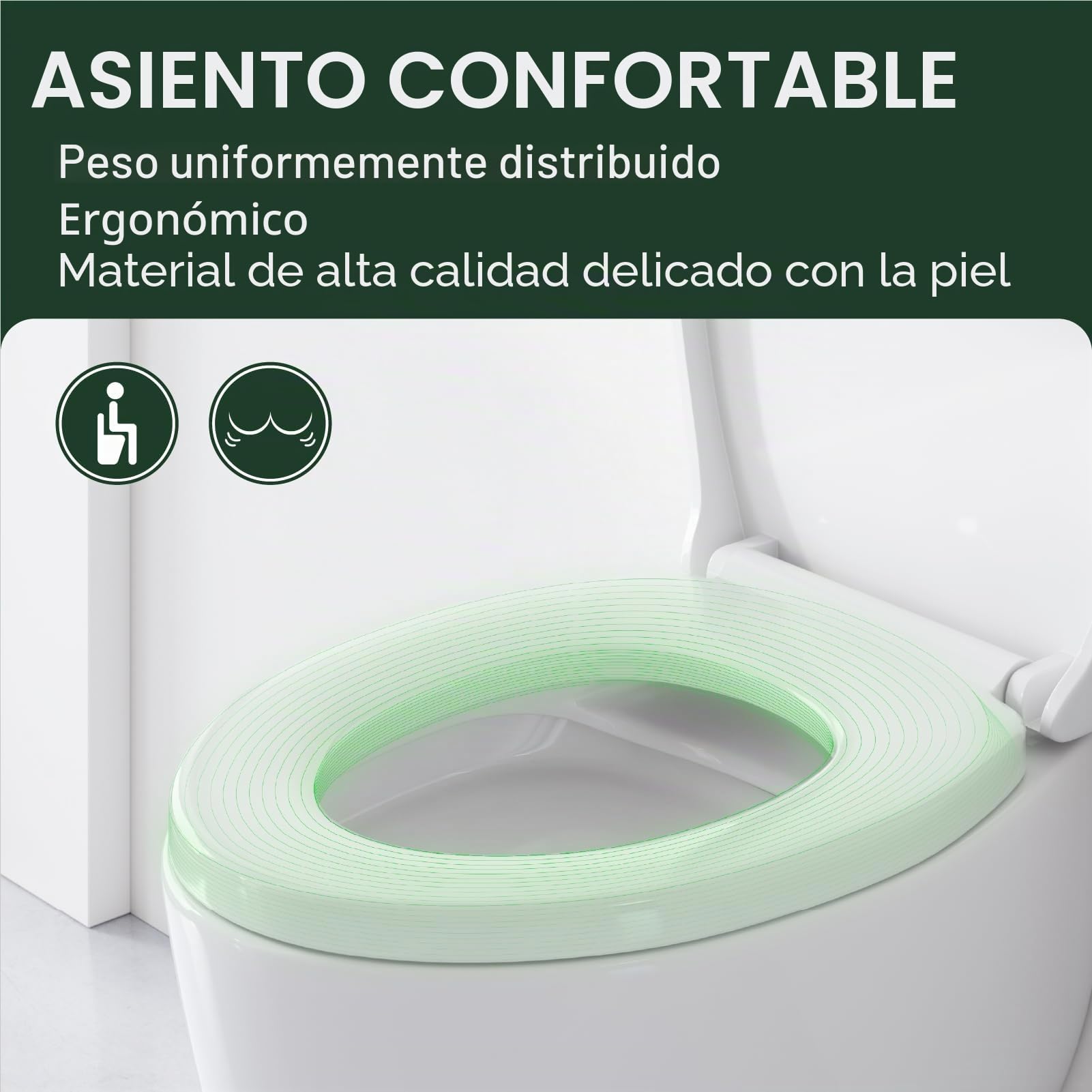 WOLTU Tapa de WC Tapa de Inodoro Asiento de Inodoro Bisagra de Cierre Suave Instalar Rápida