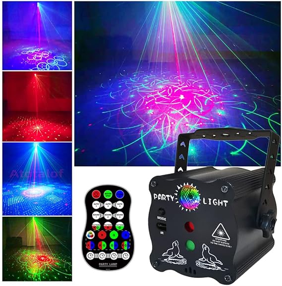 Laser Lights Show Projector - Sound Activated Strobe & Disco Ball DJ Lights for Christmas, Halloween, Glow Party Decor