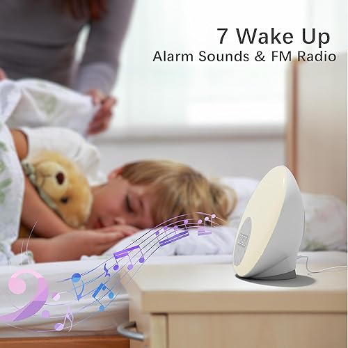 Miniatura 5 de ANTDALIS Sunrise - Reloj despertador con sonido de ruido blanco con 26 sonidos relajantes, 7 luces nocturnas, reloj despertador con luz despertador